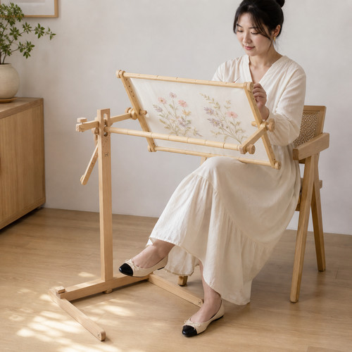 Wood embroidery stand floor - wood,
