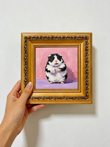 Chubby black white hamster - chubby,