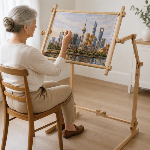 Embroidery stand wood - embroidery, floor
