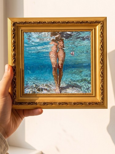 Woman standing clear sea oil - standing,