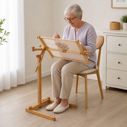 Wood floor embroidery stand - wood,