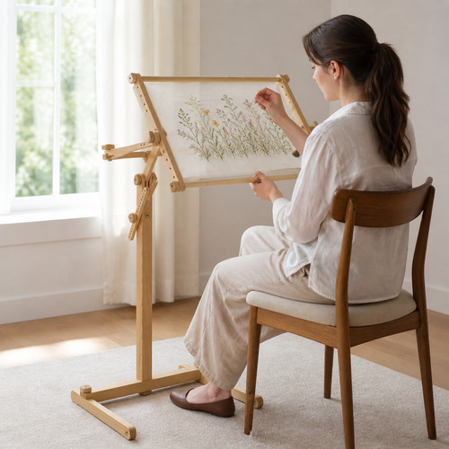 Wood embroidery stand - embroidery, floor